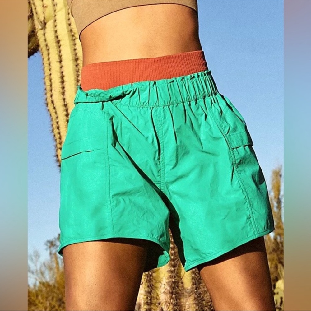 Free People Womens S In The Wild 5” New Shorts Lightweight Polyamide Kelly Green
